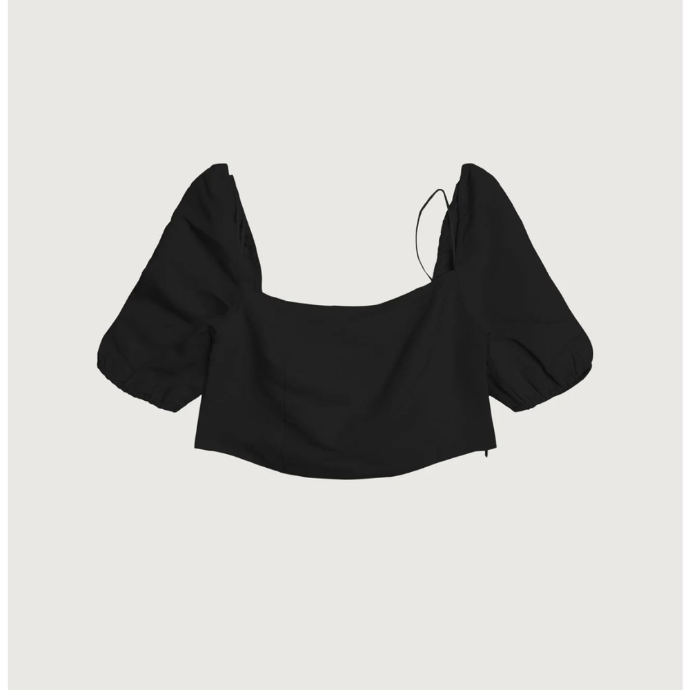 Oak and fort linen puff sleeve blouse